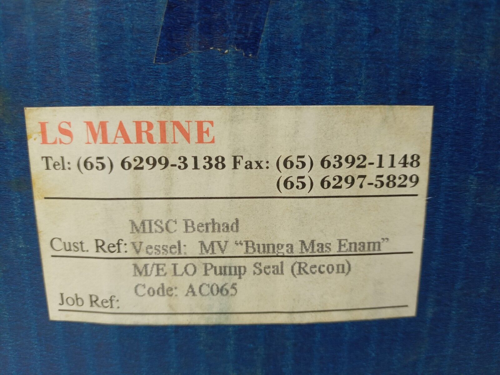 LS Seals M/E LO pump seal AC065