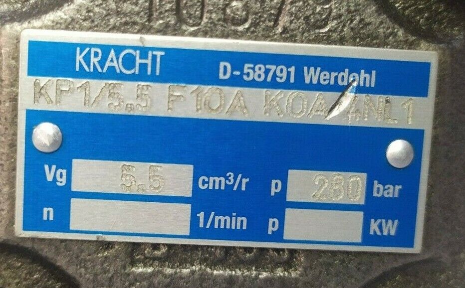 Kracht KP 1/5.5 F10A K0A 4NL1 High pressure gear pump
