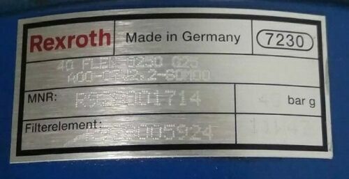 Rexroth Inline Filter 40FLEN 0250 G25 A00-07V2,2-S0M00 Mnr: R928001714 40 bar