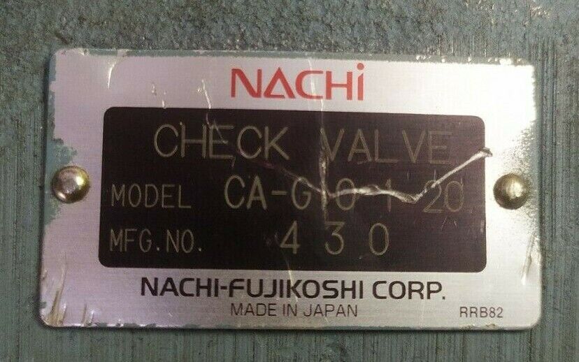 Nachi-Fujikoshi CA-G10-1-20 Check Valve - NEW