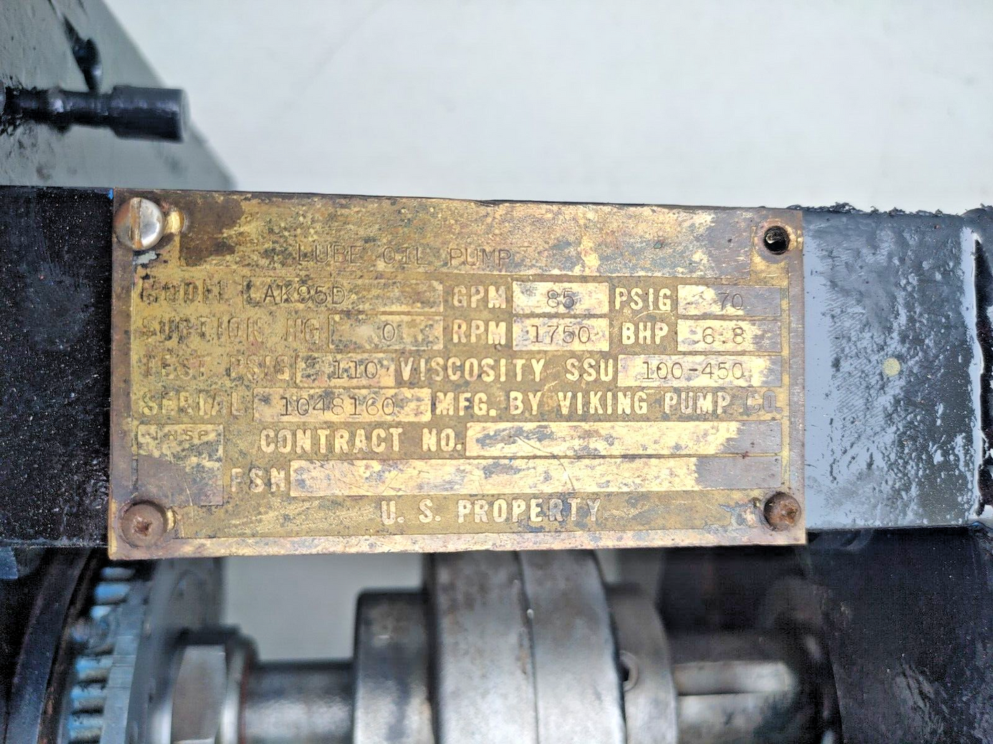 Viking pump AK495 Motor speed cast iron pump size: 2.5'' with 7.5 hp motor