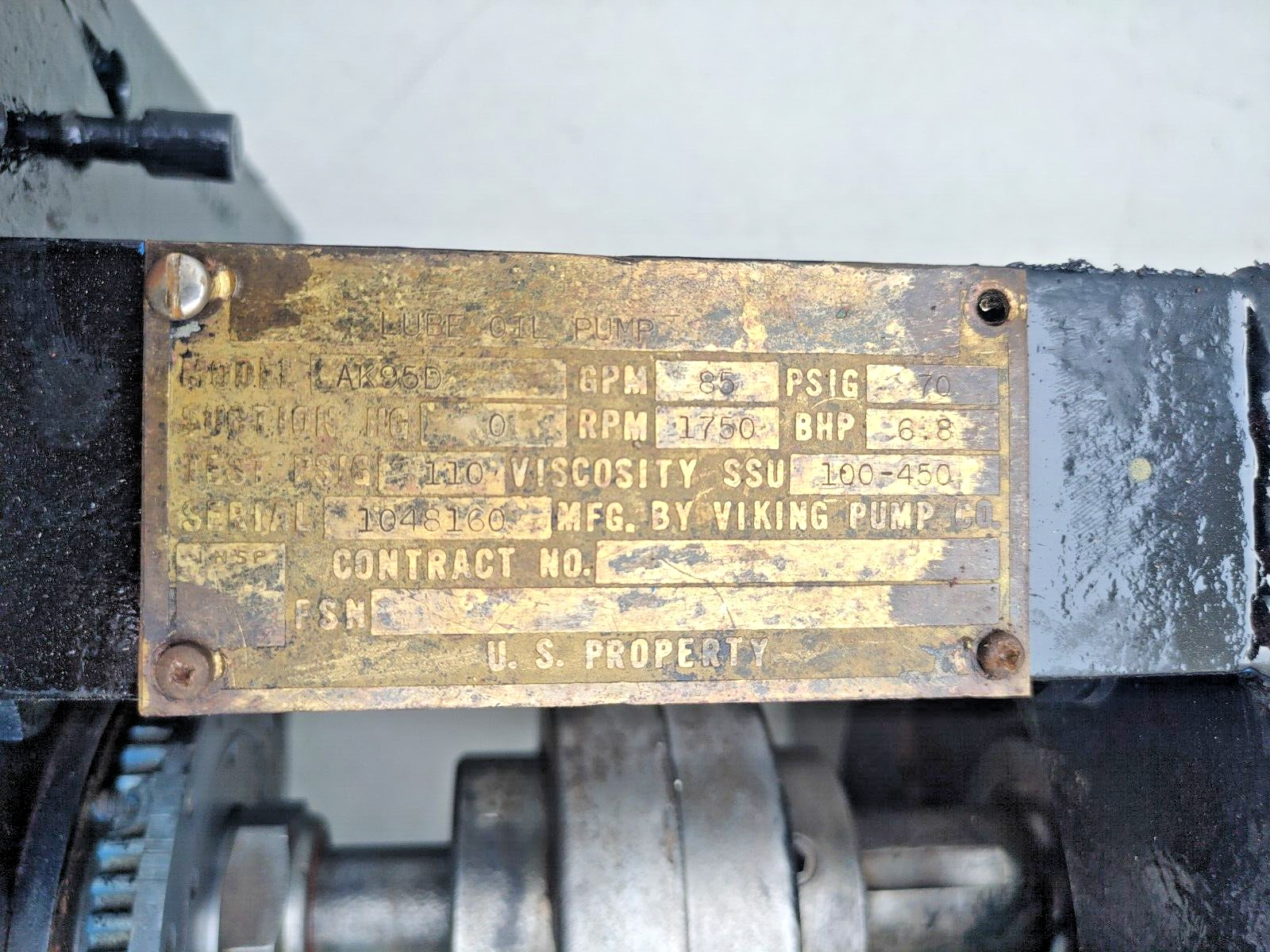 Viking pump AK495 Motor speed cast iron pump size: 2.5'' with 7.5 hp motor