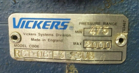 Vickers RCT 06 F3 23UB Pressure control valve, Range: 33-138 bar