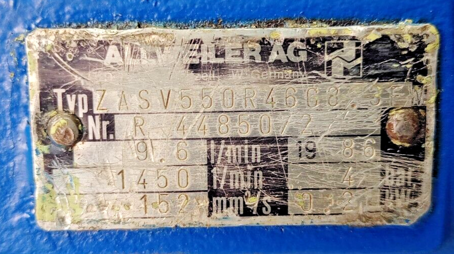 Allweiler AG ZASV 550 R46 G8.3F Triple screw pump - Pressure tested