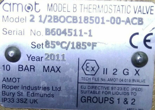 AMOT MODEL B THERMOSTATIC CONTROL VALVE MODEL: 2 1/2BOCB18501-00-ACB - NEW