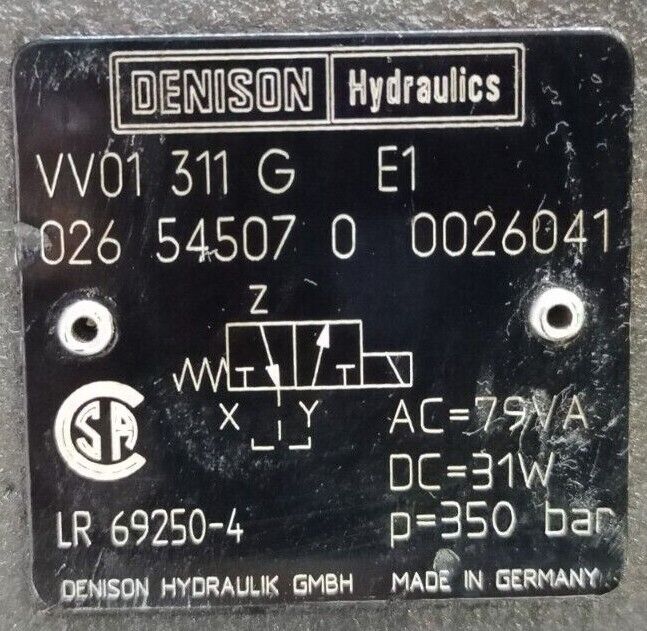Denison hydraulics R4V10 5D9 30 with VV01 311 G E1 Pre. control and vent valve