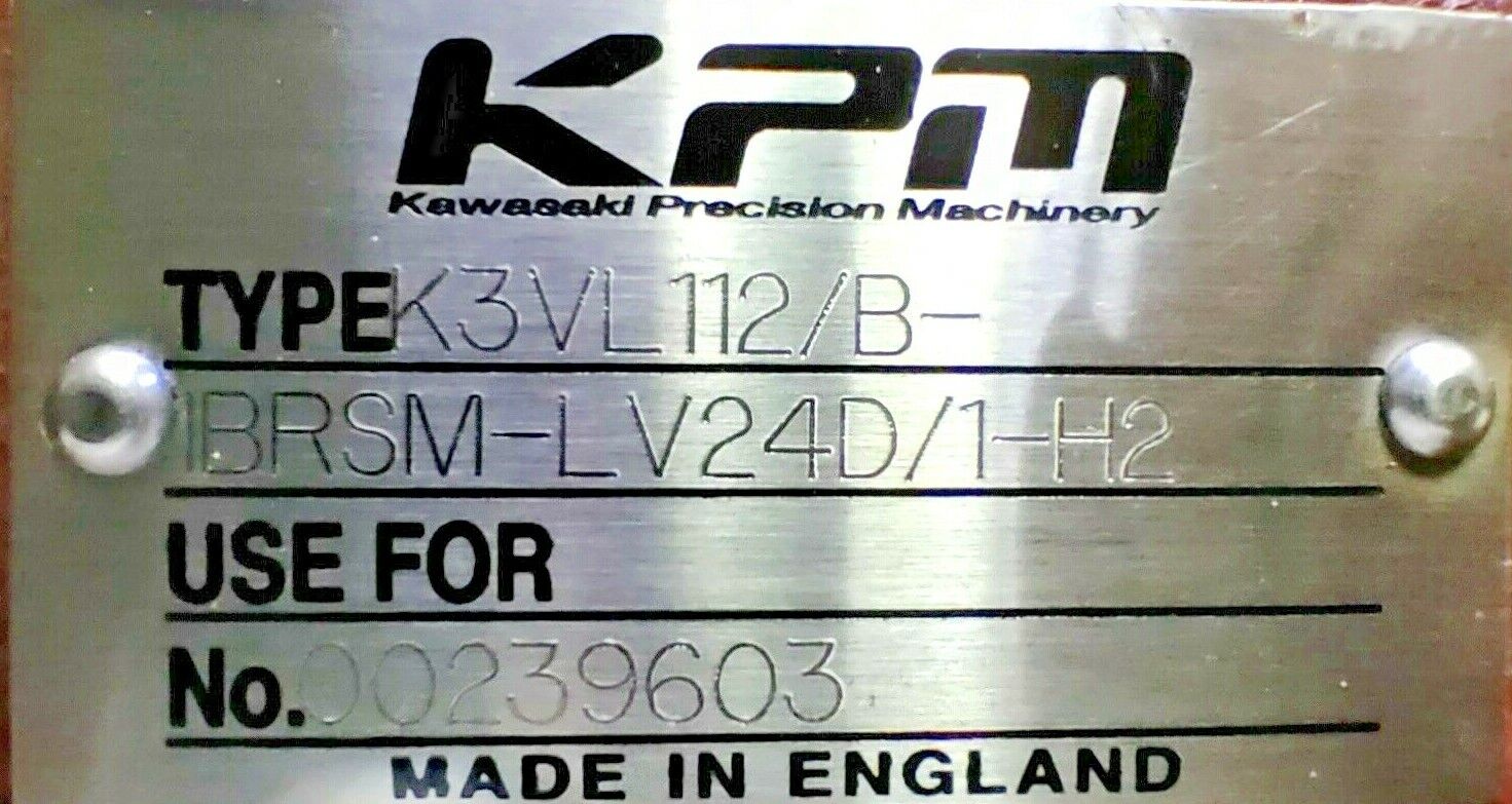 Kawasaki KPM K3VL112/B -1BRSM-L/24D/1-H2 Axial Piston Pump - NEW