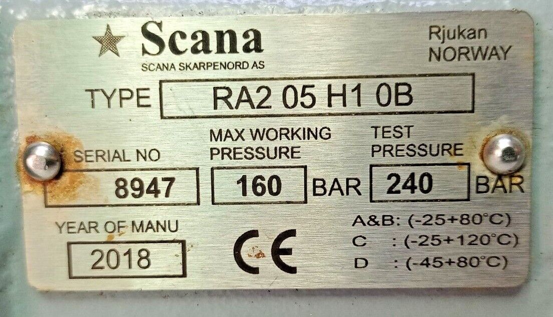 Scana RA2 05 H1 0B Hydraulic Double acting actuator