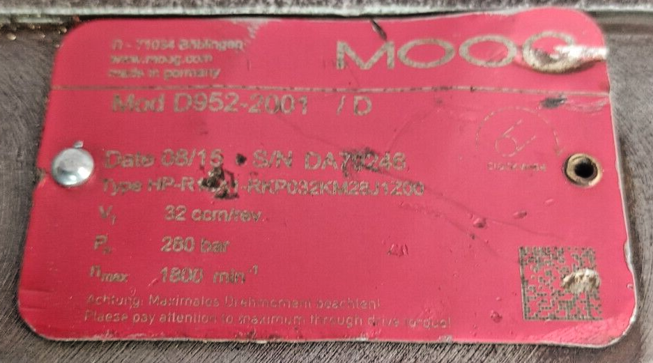 MOOG HP-R18A1-RKP032KM28J1Z00 Hydraulic Radial Piston pump D952-2001/D