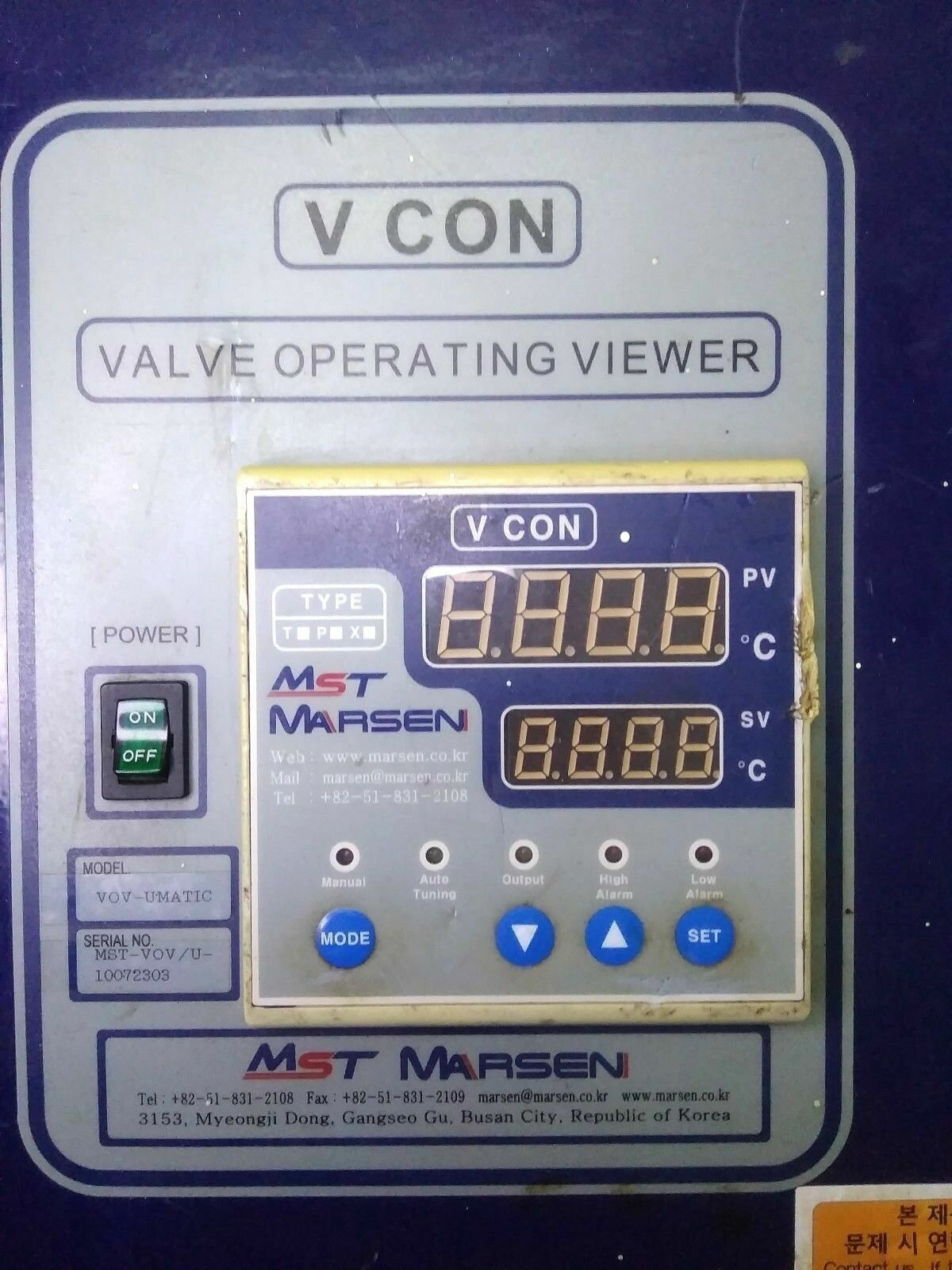 MST MARSEN V-CON AUTOMATIC VALVE CONTROLLER