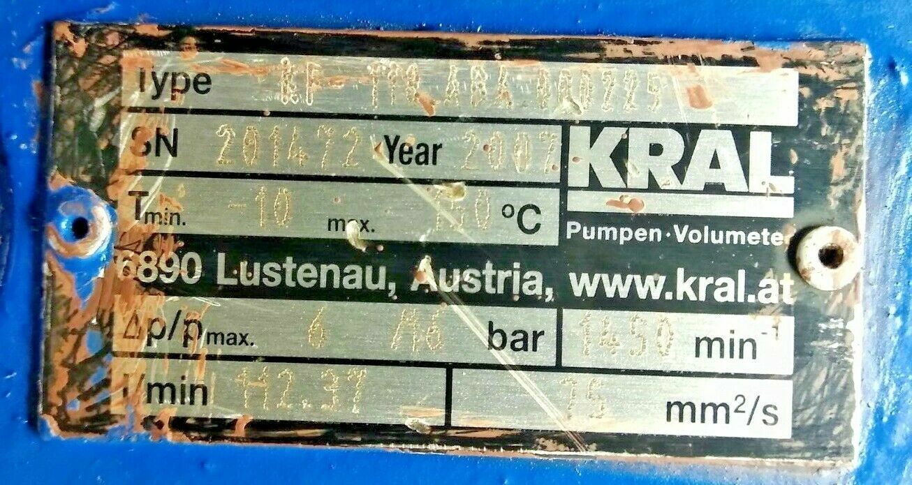 KRAL KF -118.ABA.000225 Triple screw pump