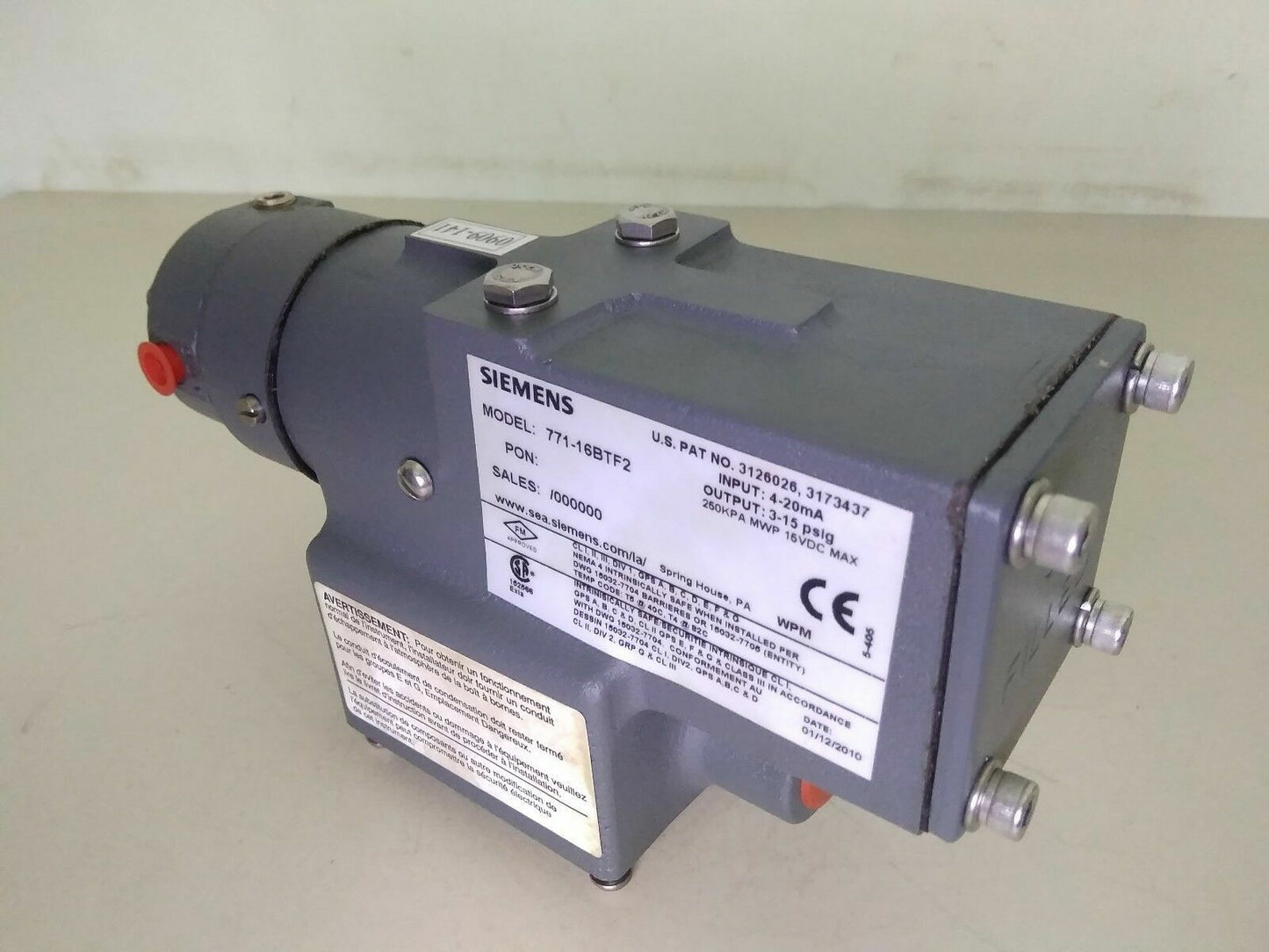 TRANSDUCER Model: 771-16BTF2 SIEMENS - NEW