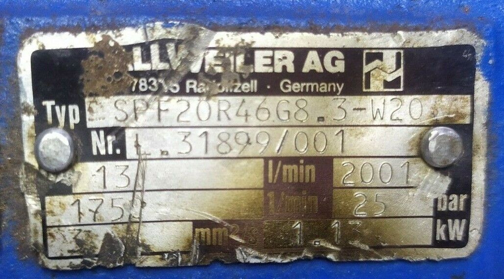 Allweiler SPF20 R46 G8.3-W20 Triple screw pump - TESTED PUMP