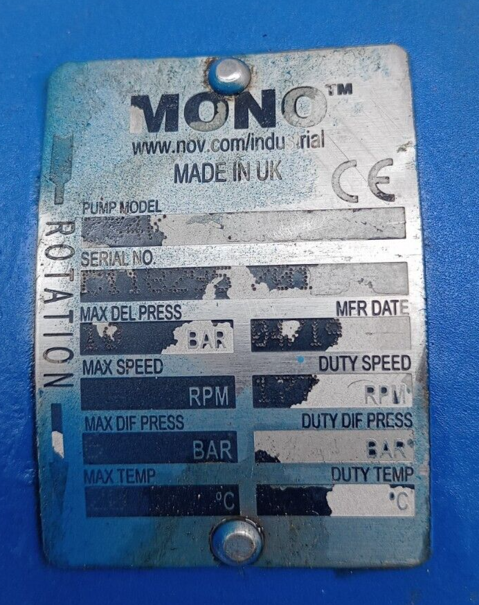 Mono Z34K Progressive cavity single screw pump - Refurbished