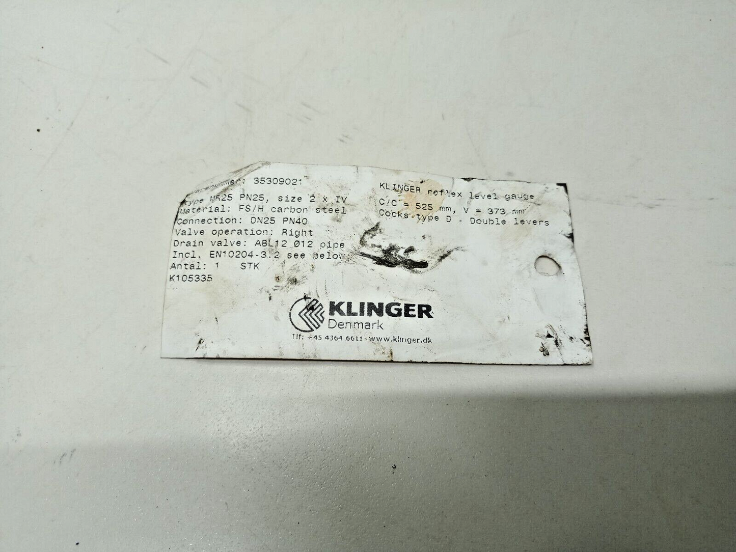Klinger MR25 Reflex Level Gauge DN25 PN40, MR25 PN25 Size 2xIV - NEW