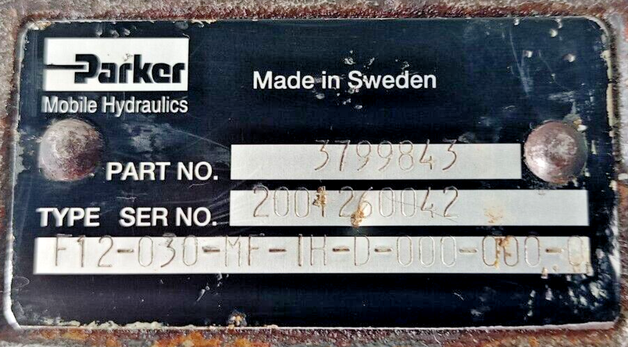 Parker F12-030-MF-IH-D-000-000-0 Hydraulic Motor Part No.: 3799843 - Refurbished