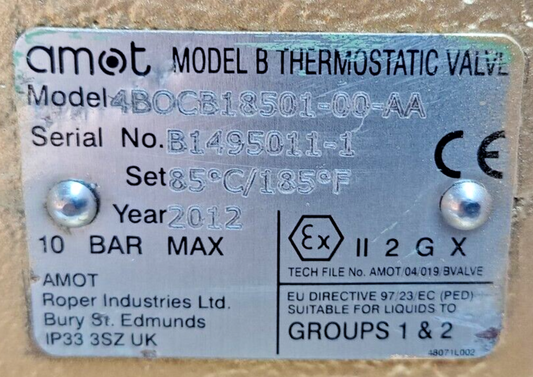 Amot Controls 4BOCB18501-00-AA Model B Thermostatic valve size: 100mm - NEW