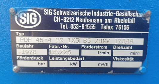 SIG screw pump PDF 45-4 NR 1X3 B3/BMV Triple screw pump