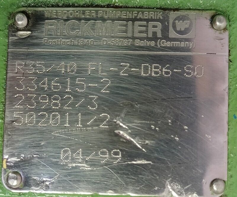 Rickmeier R35/40 FL-Z-DB6-S0 Hydraulic gear pump - Pressure tested
