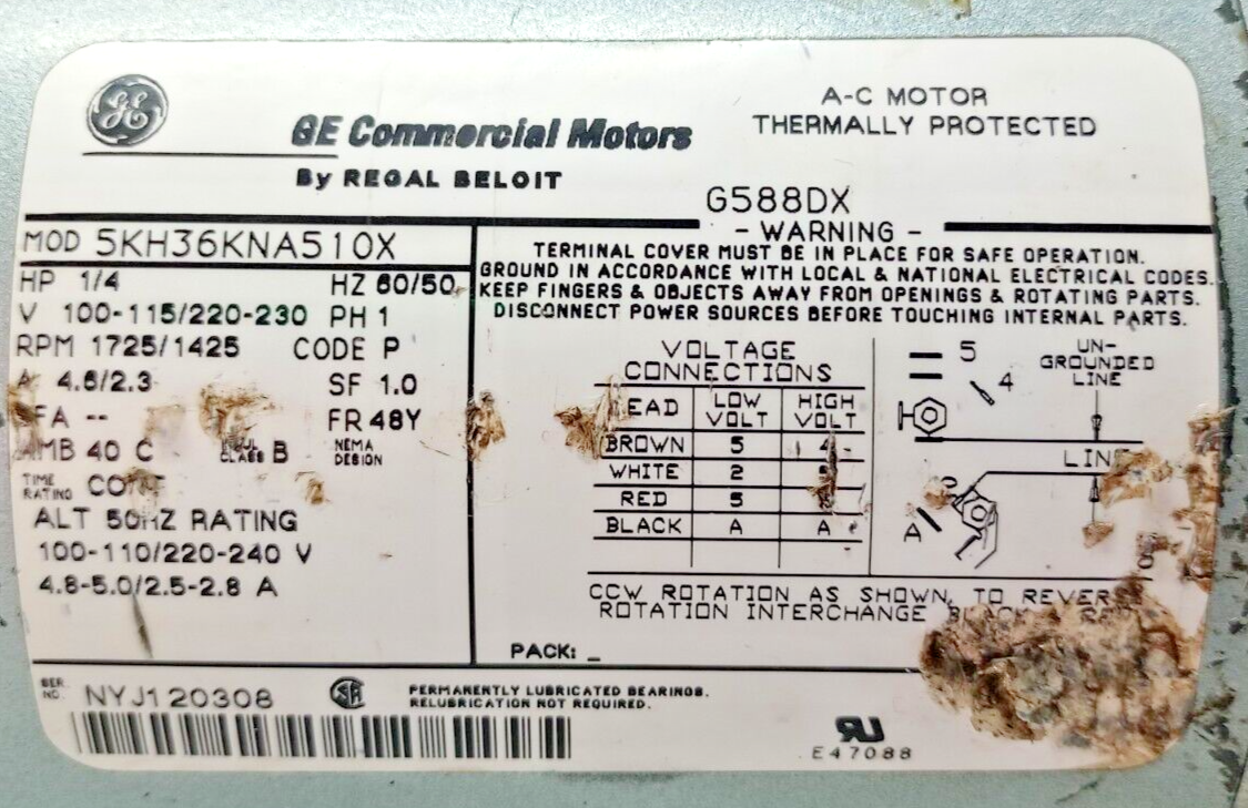 Gast 0523-703Q-G588DX Rotary vane Vacuum pump 1/4 hp, 100-115/220-230V