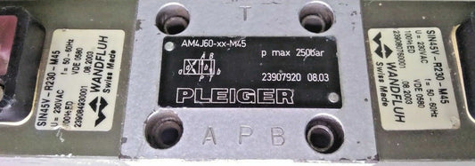 WANDFLUH PLEIGER AM4J60-XX-M45 Hydraulic Solenoid Valve Pressure 250 bar Max.