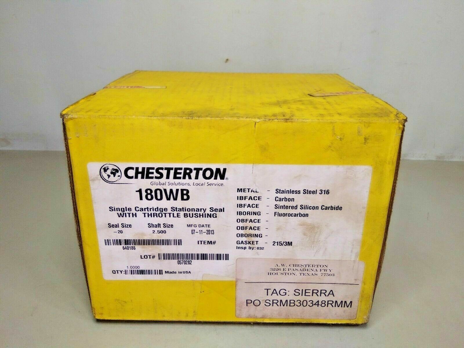 CHESTERTON 180WB HIGH RELIABILITY CARTRIDGE SINGLE SEAL SIZE-20 - NEW