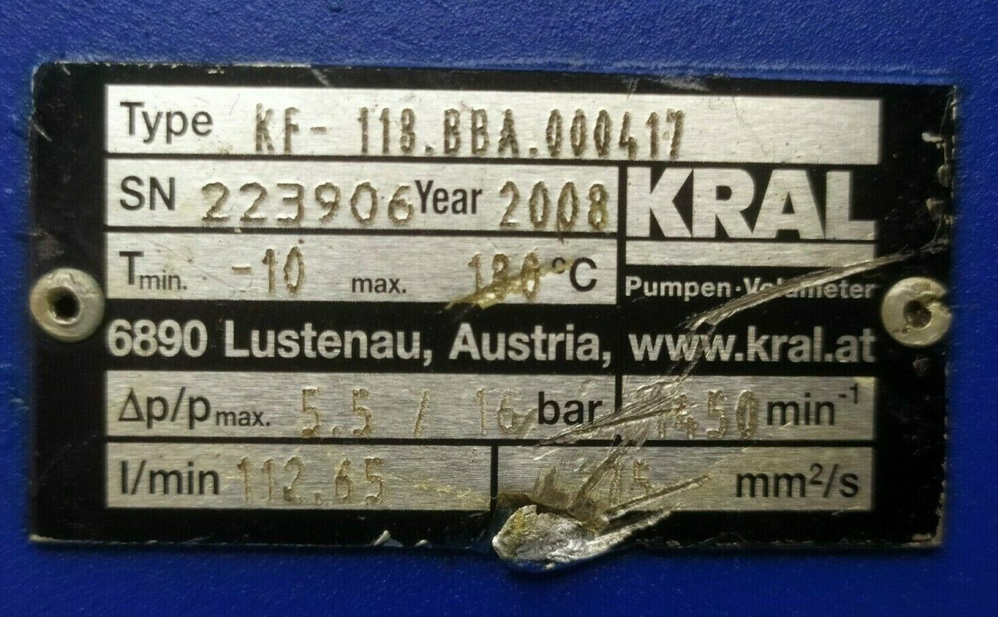 KRAL KF-118.BBA.000417 Triple screw pump - Excellent