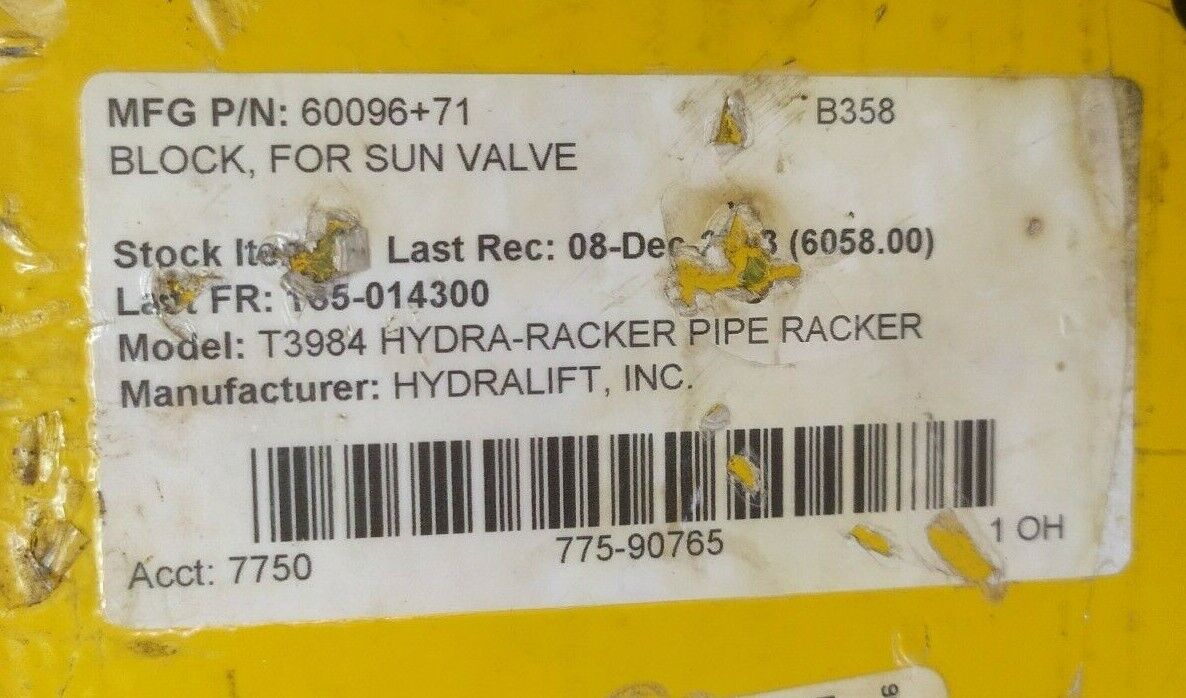 Servi 50S123 Hydraulic control block for P/N: 60096+71 Block for Sun hydraulics