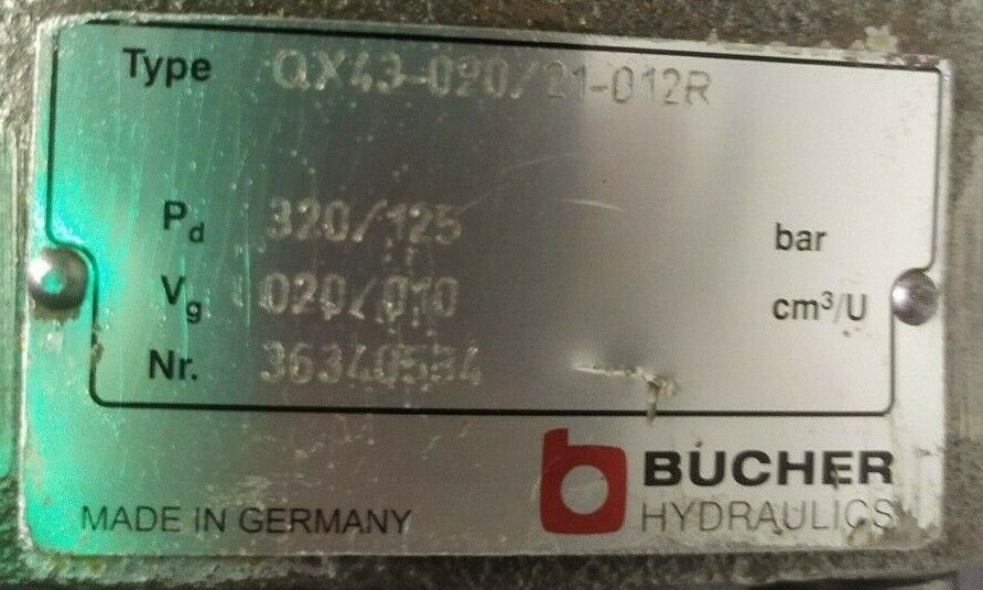 BUCHER QX43-020/21-012R Doubled Hydraulic Internal gear pump - PRESSURE TESTED