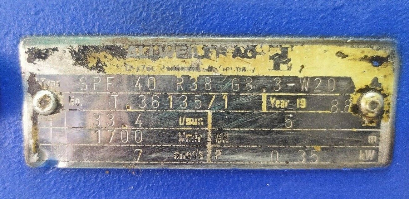Allweiler SPF40 R38 G8.3-W20 Triple screw pump - TESTED PUMP