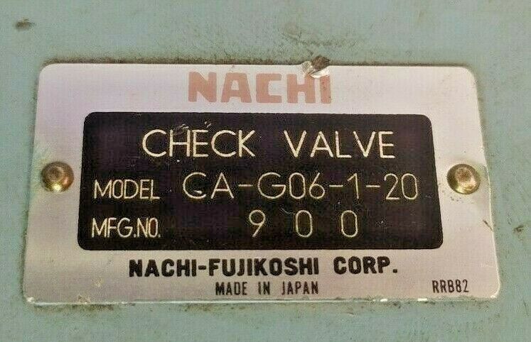 Nachi-Fujikoshi CA-G06-1-20 Check Valve - NEW