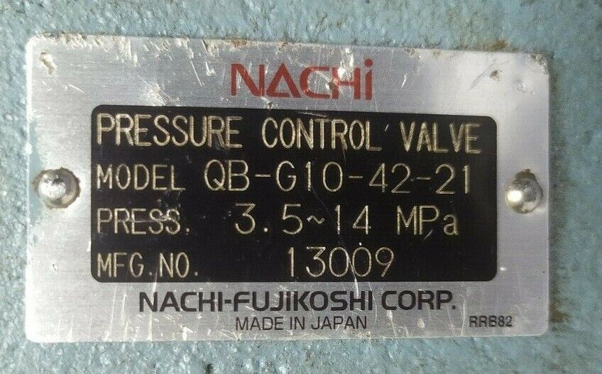 Nachi-Fujikoshi QB-G10-42-21 Pressure control valve, Range: 3.5-14 Mpa - NEW