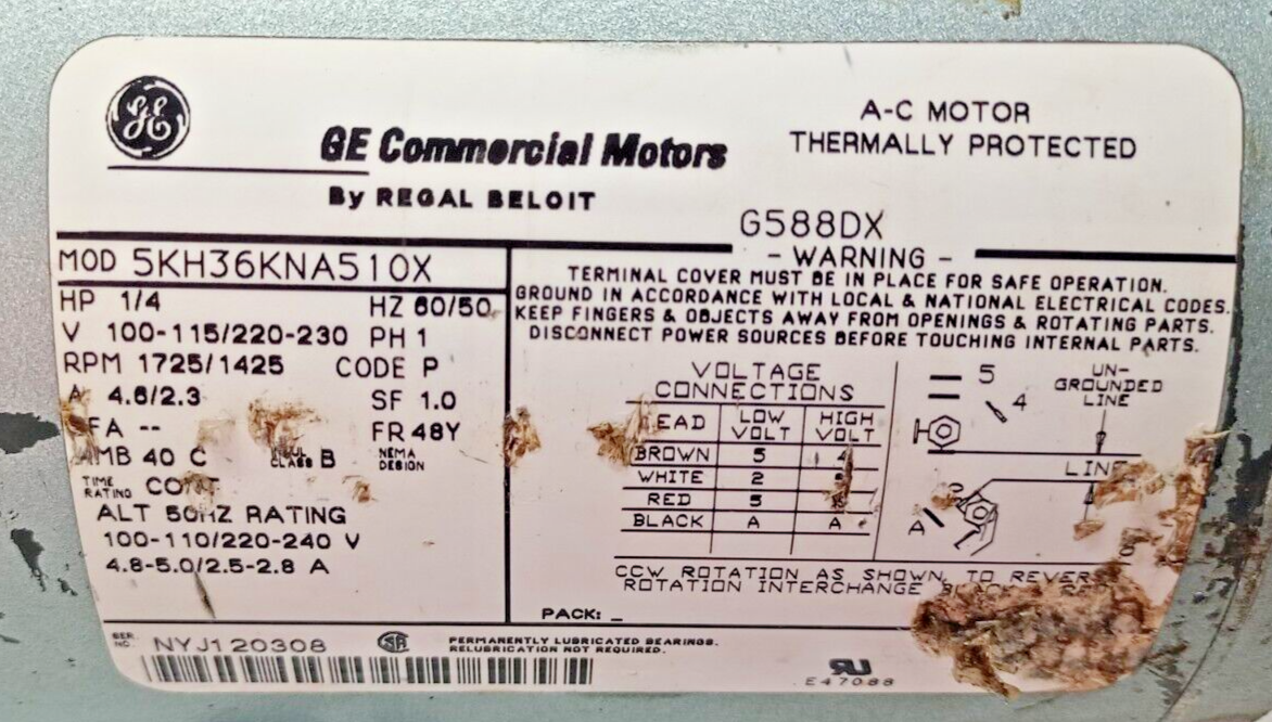 Gast 0523-703Q-G588DX Rotary vane Vacuum pump 1/4 hp, 100-115/220-230V