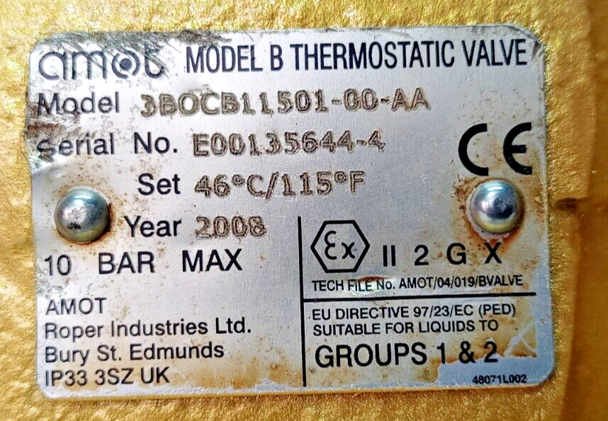 Amot Controls 3BOCB11501-00-AA Model B Thermostatic valve size: 3''(80mm) - NEW