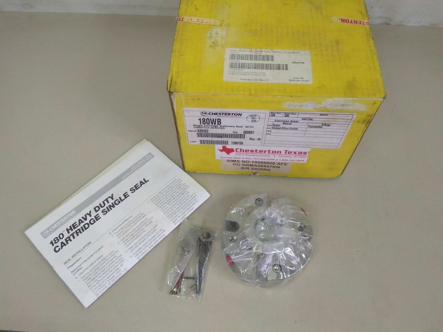 CHESTERTON 180WB HIGH RELIABILITY CARTRIDGE SINGLE SEAL SIZE-38 - NEW