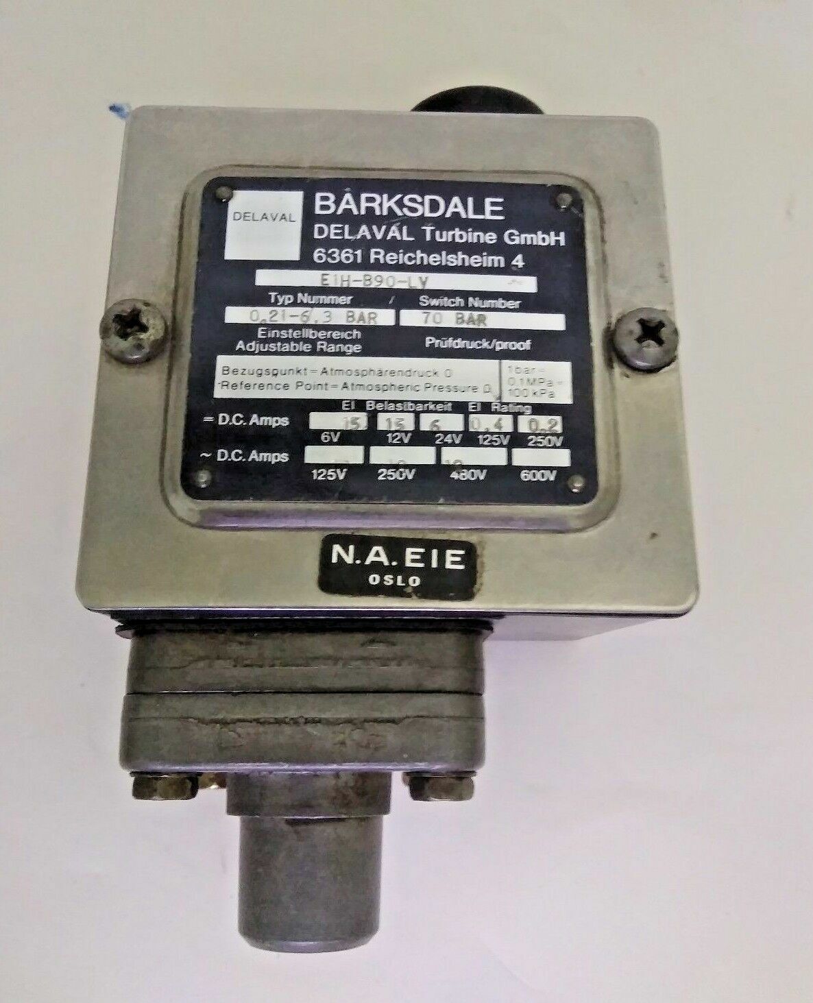 BARKSDALE TYPE: E1H-B90-LV Pressure switch - NEW