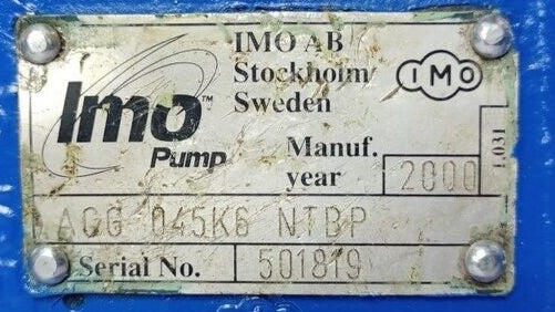 IMO ACG 045K6 NTBP Tripple Screw Pump with 3/3.5KW 50/60hz, 1415/1700rpm motor