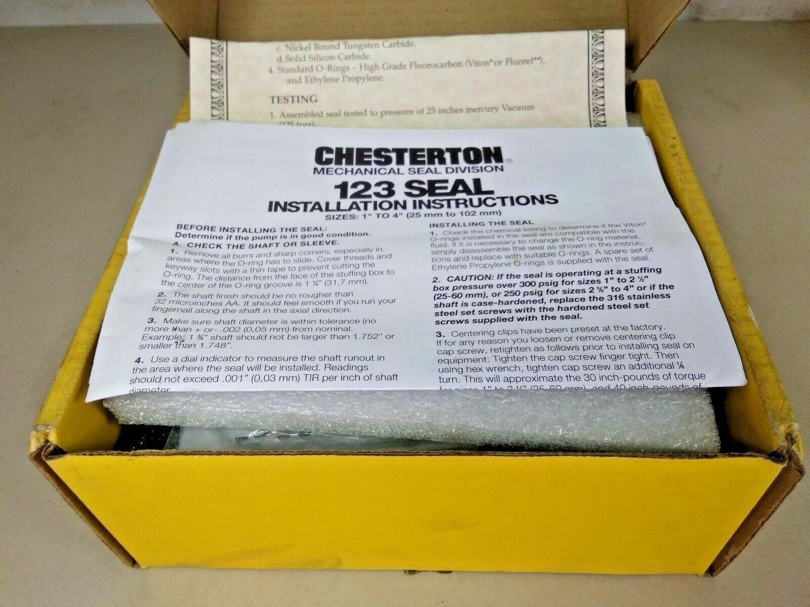 Chesterton 123-1-13 SPK CB/CR Spare Seal Kit - NEW