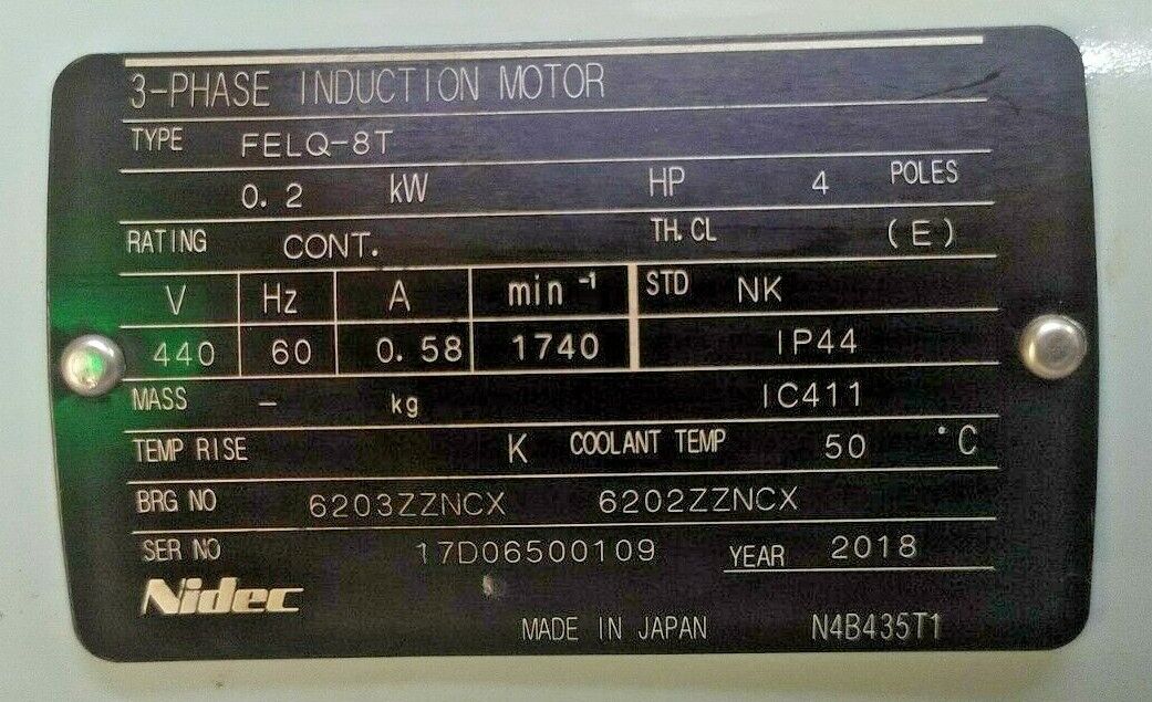 Fuji Techno 204AVFf-SF-VB Internal gear pump with Nidec FELQ-8T Induction Motor