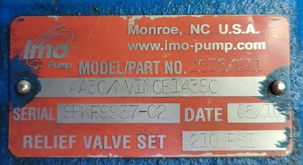 AA3G/NVINCE143SC Part no.: 3535/211 IMO 3G-series Three screw pump - NEW