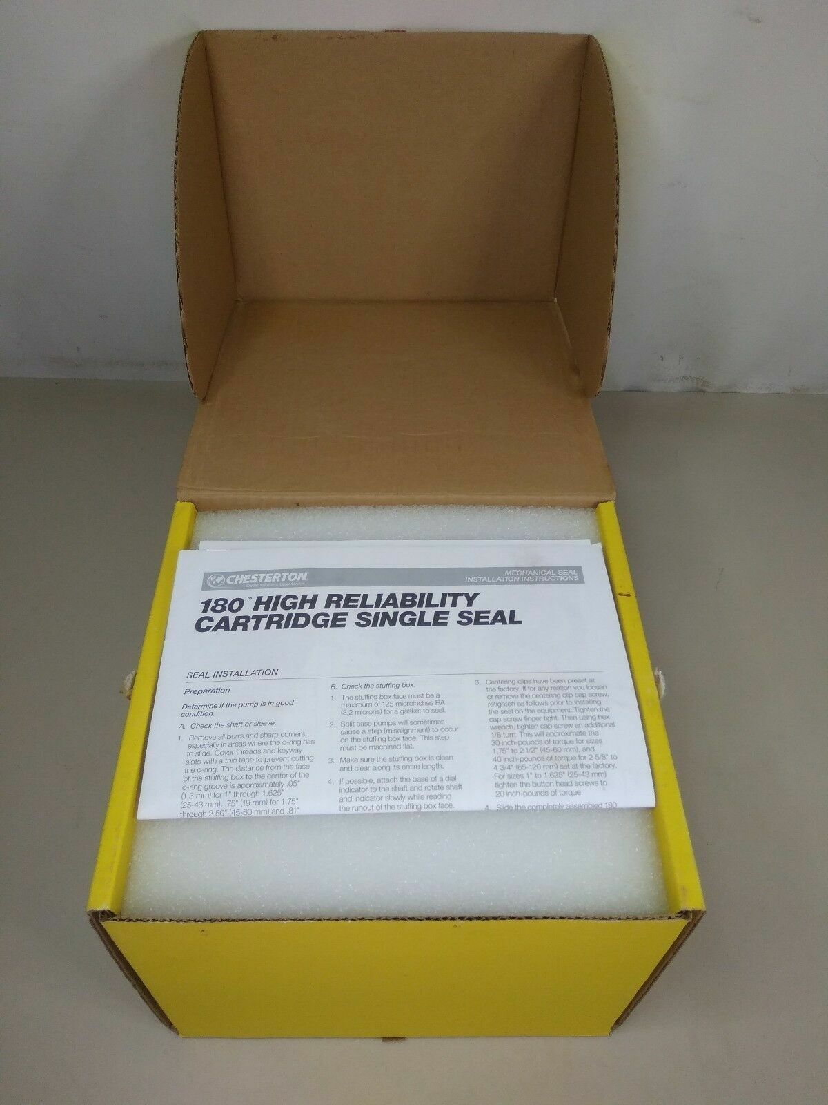 CHESTERTON 180WB HIGH RELIABILITY CARTRIDGE SINGLE SEAL SIZE-12 - NEW