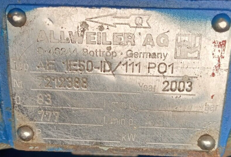 Allweiler AE 1E50-ID/111 P01 Progressive cavity single screw pump