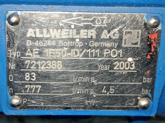 Allweiler AE 1E50-ID/111 P01 Progressive cavity single screw pump
