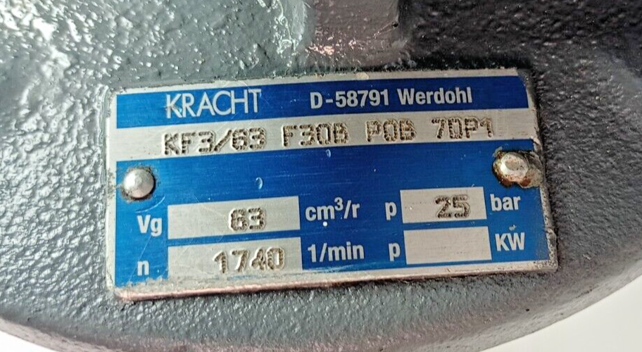 Kracht KF3/63 F30B P0B 7DP1 Hydraulic Transfer gear pump - Pressure Tested