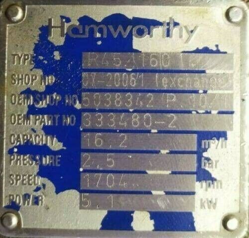 Hamworthy/Rickmeier R45/160 Hydraulic gear pump - Pressure tested