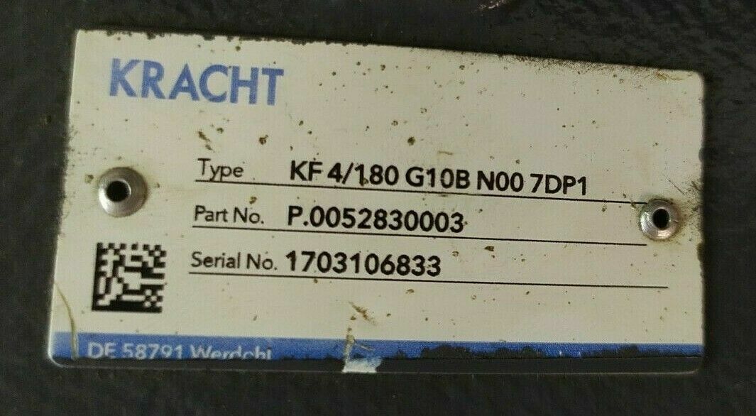 Kracht KF4/180 G10B N00 7DP1 Transfer gear pump P/N P.0052830003 - NEW