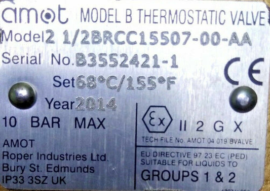 AMOT 2 1/2BRCC15507-00-AA MODEL B THERMOSTATIC CONTROL VALVE - NEW