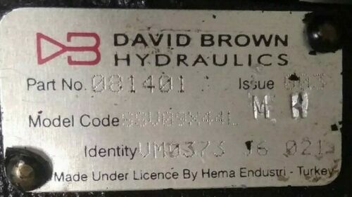 David Brown Hydraulics SSV09X44L Valve Part no.081401 - NEW