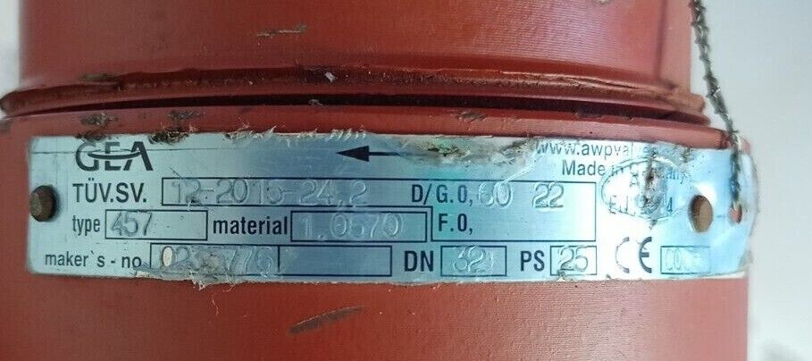 GEA AWP Safety valve Type: 457 DN32 PS25 Safety valve - NEW