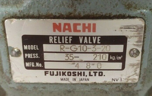 Nachi R-G10-3-20 Pressure Relief Valve, Range: 35-210 bar - NEW